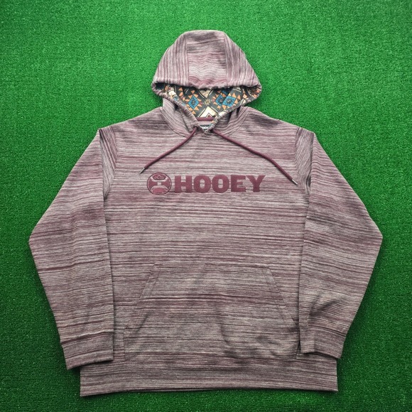 Hooey Other - Hooey Lock Up Hoodie Sweatshirt Mens 2XL Burgundy Striped Pullover Aztec Hood